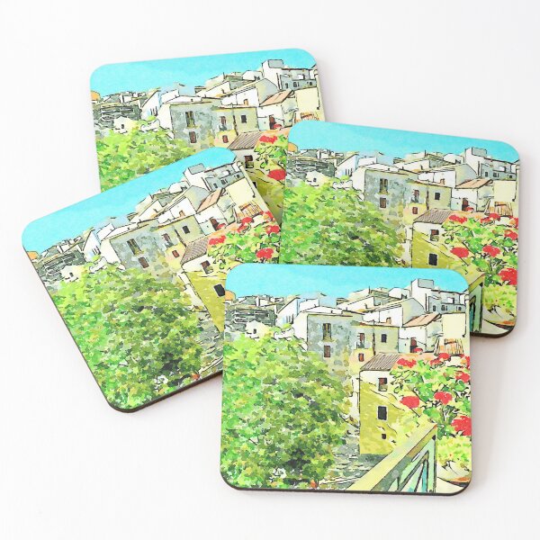 Item preview, Tortora view of historic center with red flower designed and sold by Giuseppe Cocco.