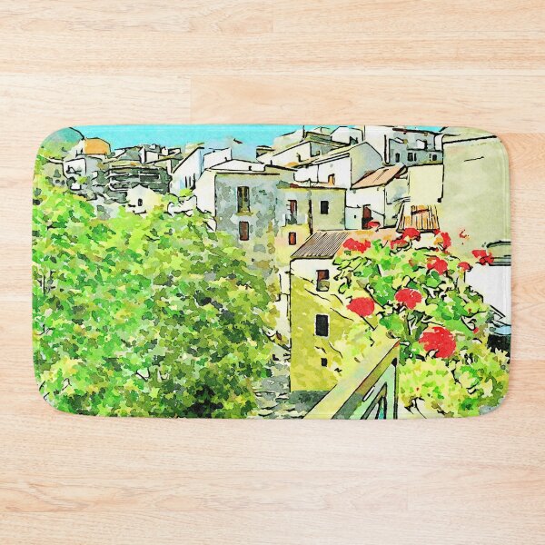 Item preview, Tortora view of historic center with red flower designed and sold by Giuseppe Cocco.