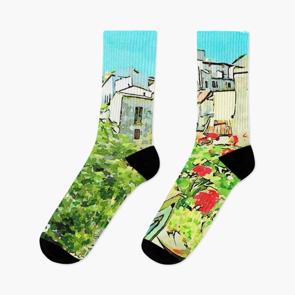 Item preview, Tortora view of historic center with red flower designed and sold by Giuseppe Cocco.