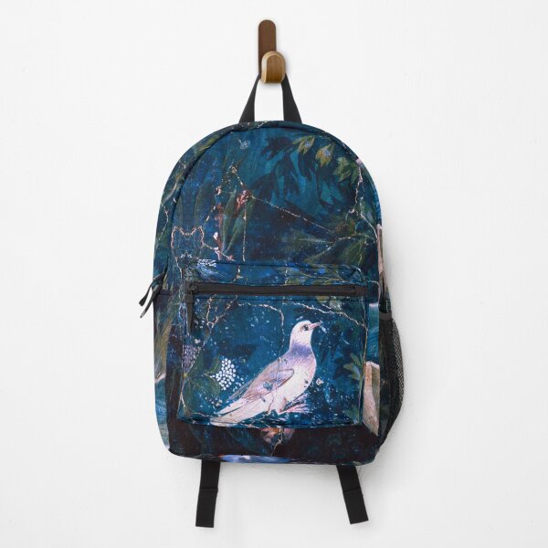 Item preview, POMPEII COLLECTION / DOVES AND FOUNTAIN  IN GARDEN ,BLUE  GREEN FLORAL designed and sold by BulganLumini.