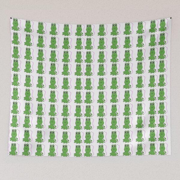 Item preview, green frogs with tongue out catching fly  designed and sold by Ella's  Doodles And Designs.