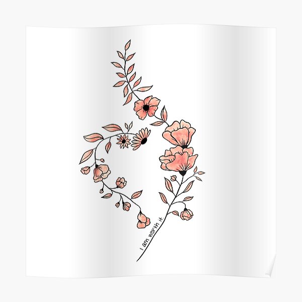 Download Neda National Eating Disorder Awareness Symbol In Flowers Peach Poster By Lilstroopy Redbubble