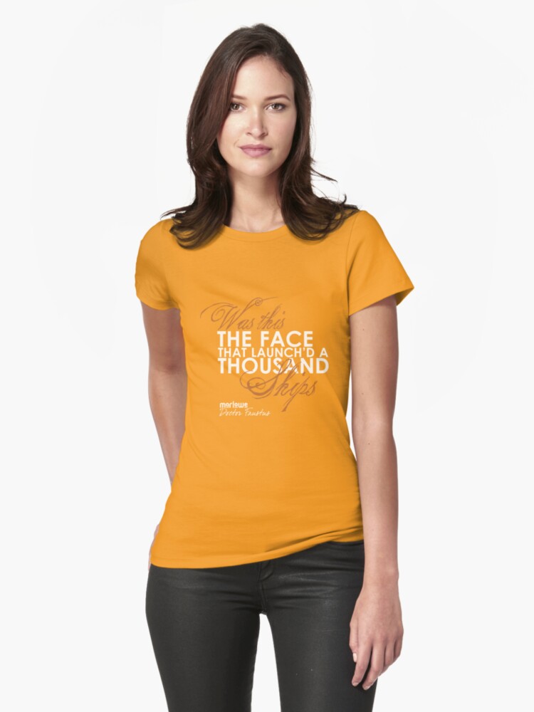 Thumbnail 1 of 3, Fitted T-Shirt, Marlowe Face that Launched a Thousand Ships Quote (Light Version) designed and sold by Styled Vintage.
