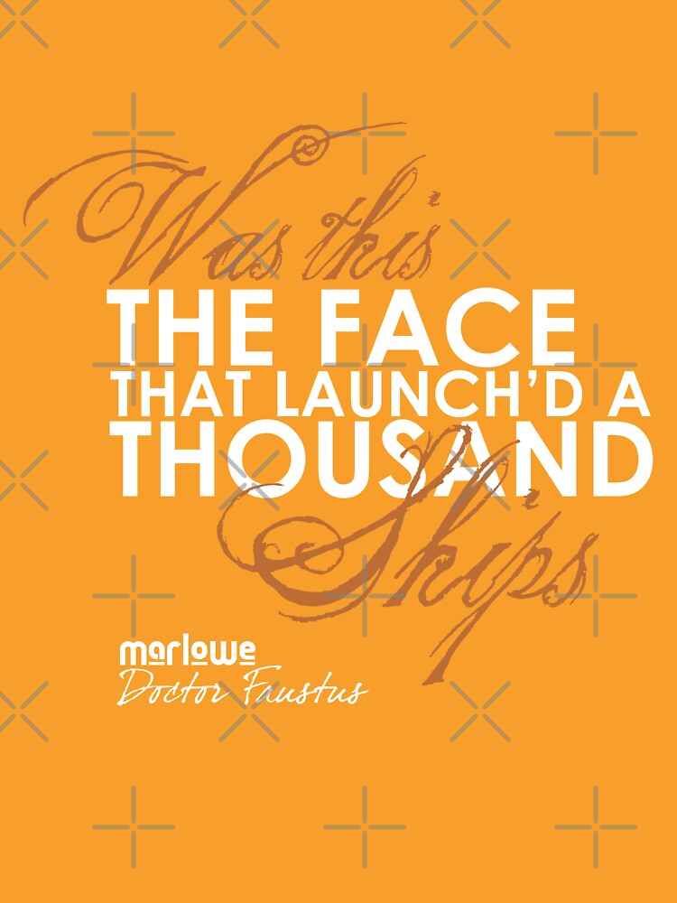 Thumbnail 3 of 3, Fitted T-Shirt, Marlowe Face that Launched a Thousand Ships Quote (Light Version) designed and sold by Styled Vintage.