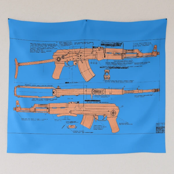 Genuine Soviet AKS AK-47 Folding Stock Blueprint (Black - Fill