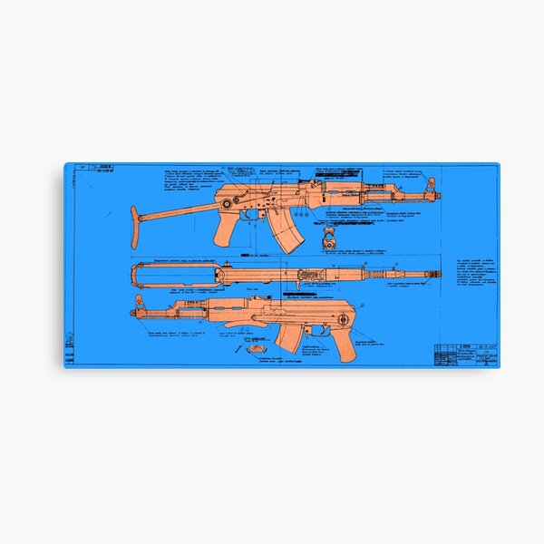 Genuine Soviet AKS AK-47 Folding Stock Blueprint (Black - Fill