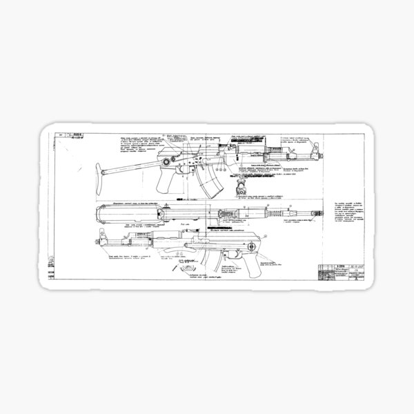Artikel-Vorschau von Echter sowjetischer AKS AK-47 Klappschaft-Bauplan (Schwarz – Klar) | АКС Автомат Калашникова Складной, designt und verkauft von UrsusRenegade.