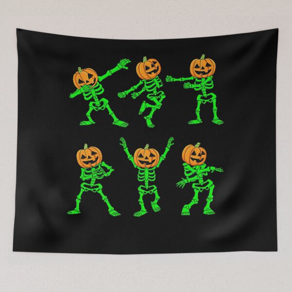 Item preview, Halloween Dancing Pumpkin Head Skeletons designed and sold by ANABARRIOS.