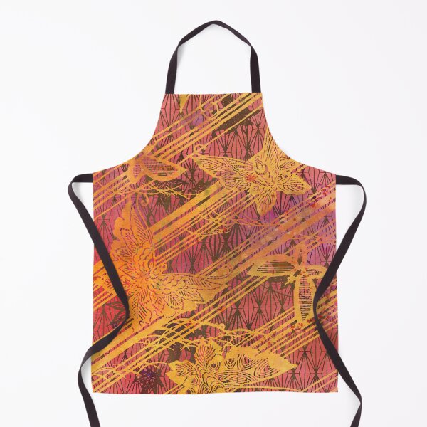 Item preview, Chinoiserie Chic Filigree Butterfly Stencil in Coral, Gold Yellow, Brown designed and sold by AndreaHelmArt.