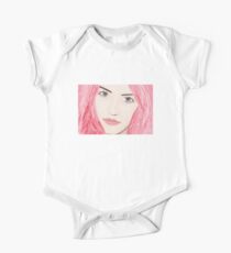 Pink Haired Woman with Big Blue Eyes One Piece - Short Sleeve