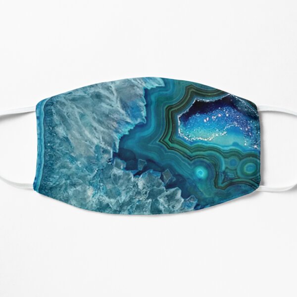 Teal Aqua Turquoise Blue Rock Agate Mineral Crystals Pattern Flat Mask
