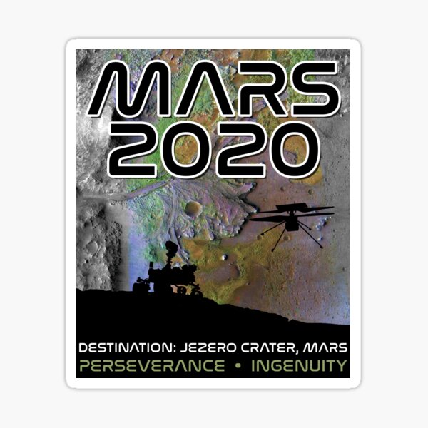 MARS 2020: Perseverance Rover / Ingenuity Helicopter Landing Jezero Crater Sticker