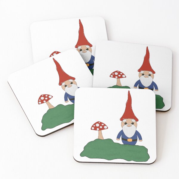 Item preview, Gnome and mushroom on a grassy hill designed and sold by Ellie Canhoto.
