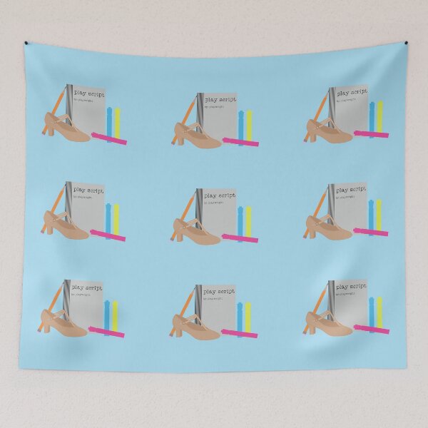 Item preview, theatre rehearsal essentials light blue background designed and sold by Ella's  Doodles And Designs.