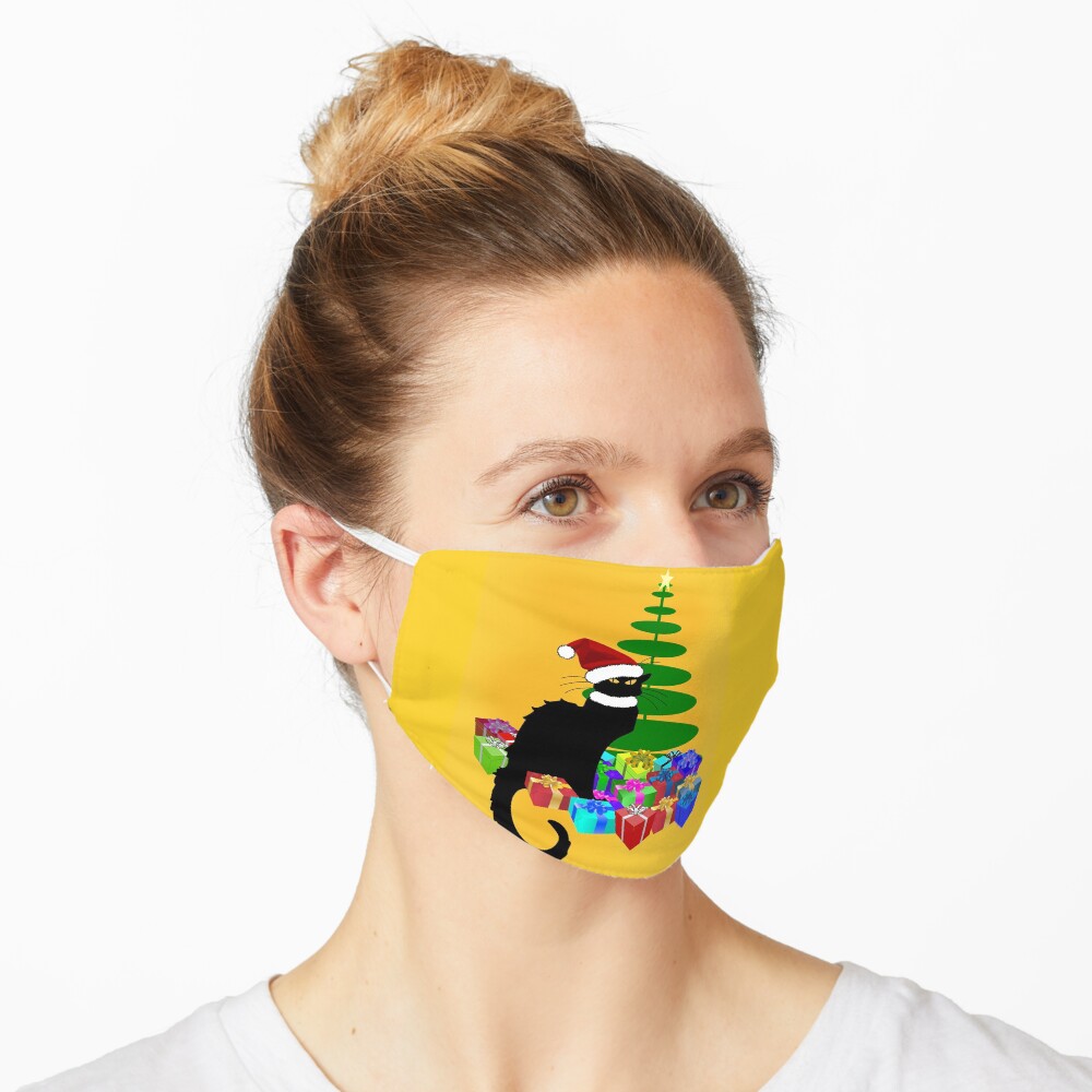 Weihnachten Le Chat Noir mit Weihnachtsmütze Maske