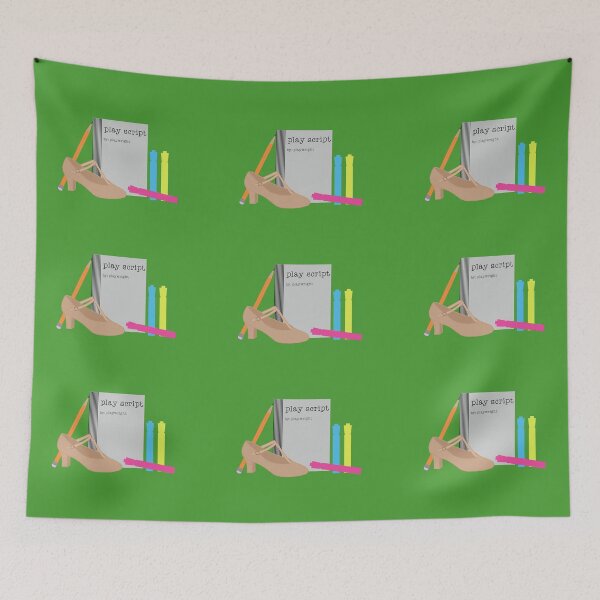 Item preview, theatre rehearsal essentials bright green background designed and sold by Ella's  Doodles And Designs.