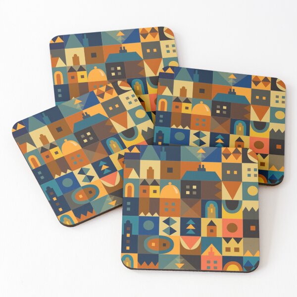 Item preview, Retro Houses Geometric Pattern Designs designed and sold by Memituss.