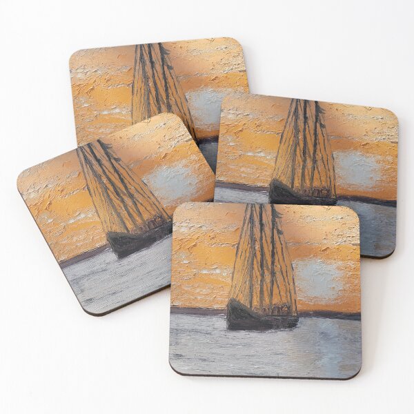 Item preview, Sunset voyage oil painting by Tabitha Kremesec designed and sold by Tabitha Kremesec.