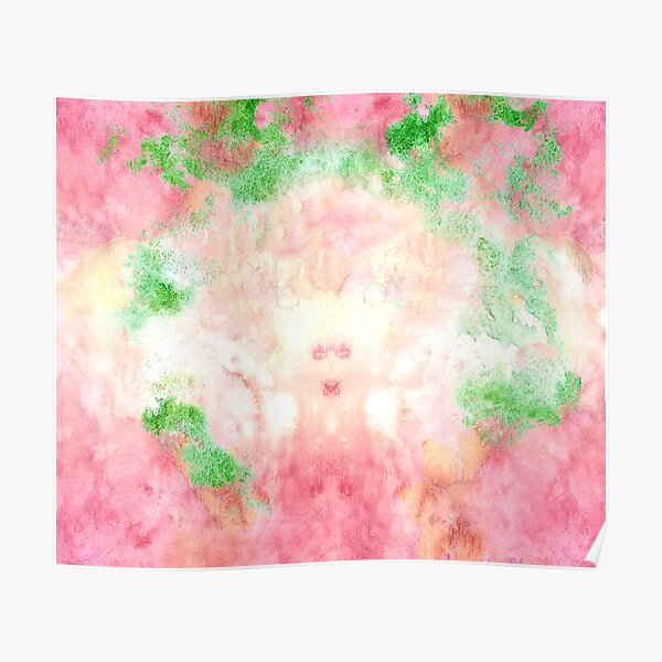 Pink and Green Multicolored Watercolor Pattern  Poster