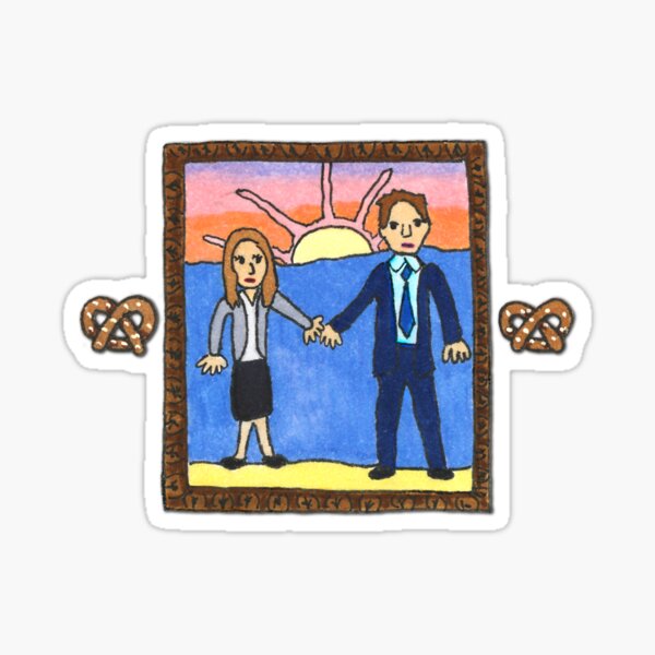 The Office - Jim and Pam Framed Portrait Illustration Sticker