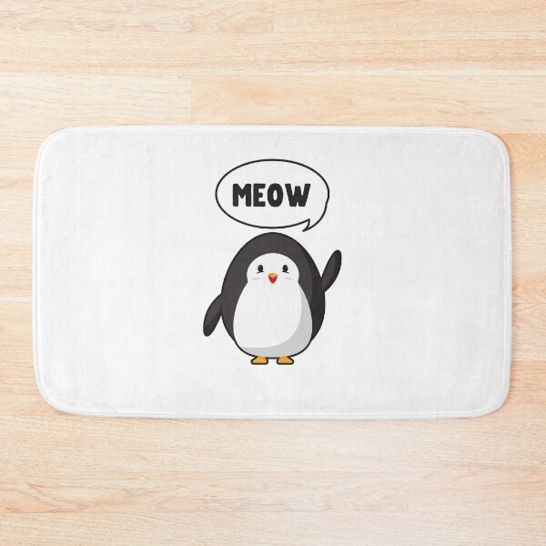 Cute Penguin Going Meow Penguins Kids Bath Mat