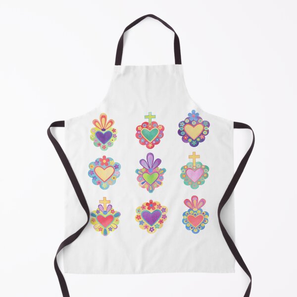 Item preview, SACRED HEARTS, WATERCOLOR HEARTS, MEXICO, mexican folk, mexican craft, mexican heart, catholic, cross, hearts, watercolor designed and sold by Terevela.