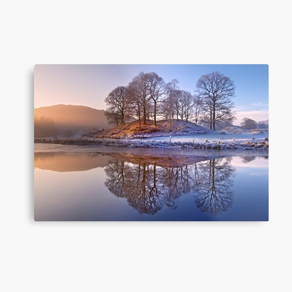 Clearing mist and reflections - River Brathay Metal Print
