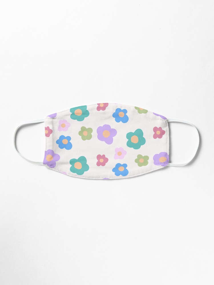 Alternate view of CUTE KAWAII COTTAGECORE FLOWERS 80S RAINBOW Y2K 2000S nostalgia print Mask