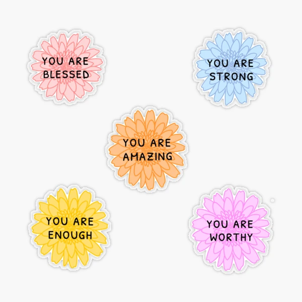 Positive Affirmation Flowers Sticker for Sale by ohmygosh-design