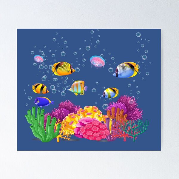 Beautiful Underwater world colorful tropical Fish on a coral reef Marine  Life  Poster for Sale by mashmosh