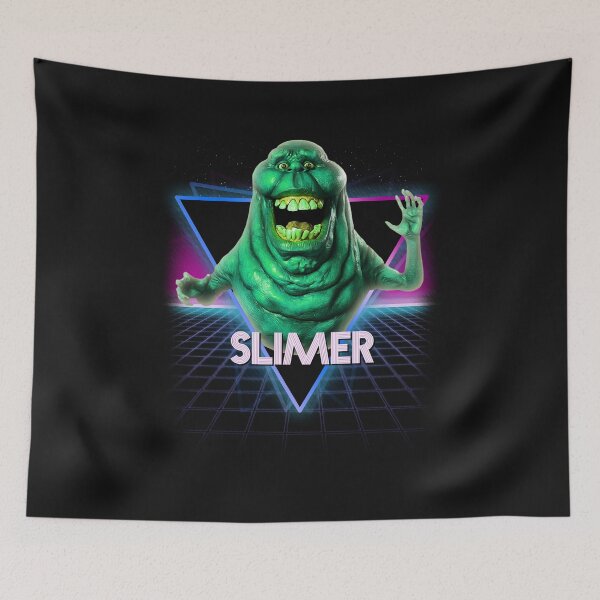 Item preview, Slimer Ghostbusters Retro 80s Neon Landscape designed and sold by Bevatron.