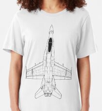 McDonnell Douglas F-18 Hornet Blueprint Slim Fit T-Shirt