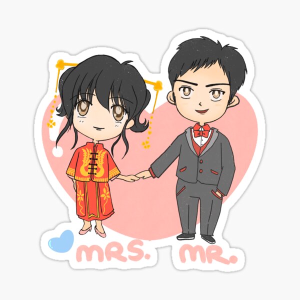 Mr and Mrs. cute Chinese wedding Sticker