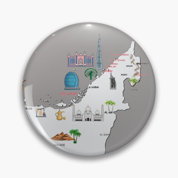 Artikelvorschau, UAE Landmarks Map Großstadtnamen UAE nationale Symbole Emirates Karte entworfen und verkauft von mashmosh.