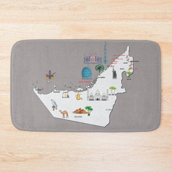 Item preview, UAE Landmarks Map major cities names UAE national symbols Emirates map designed and sold by mashmosh.