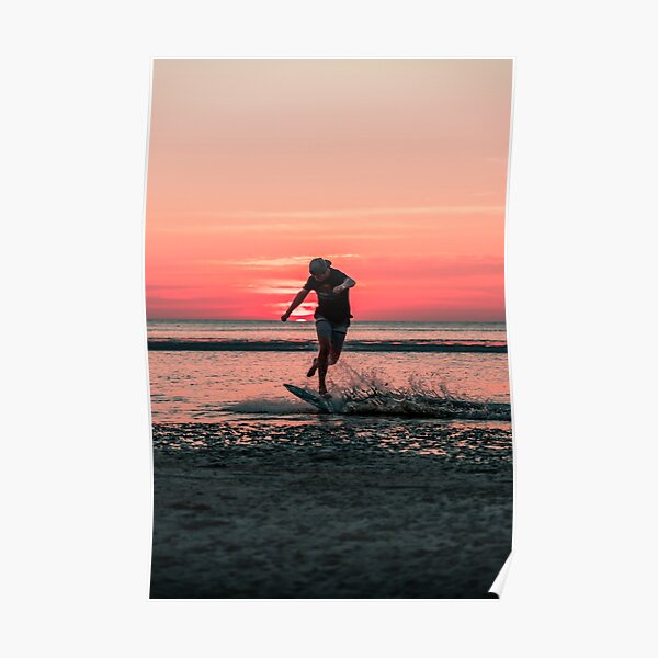 Skimboarding Sunset Poster
