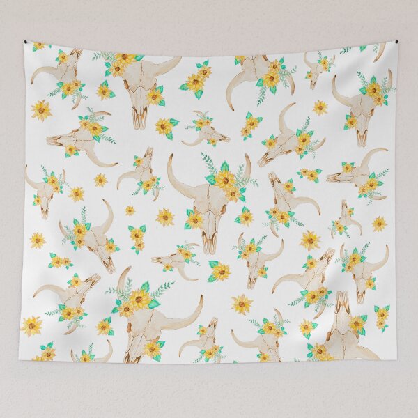 Item preview, Sunflower Bull Skull (White) designed and sold by ErinGArt.