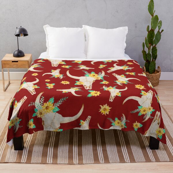 Item preview, Sunflower Bull Skull (Red) designed and sold by ErinGArt.