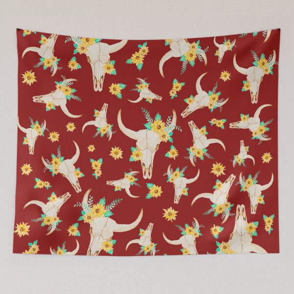Item preview, Sunflower Bull Skull (Red) designed and sold by ErinGArt.
