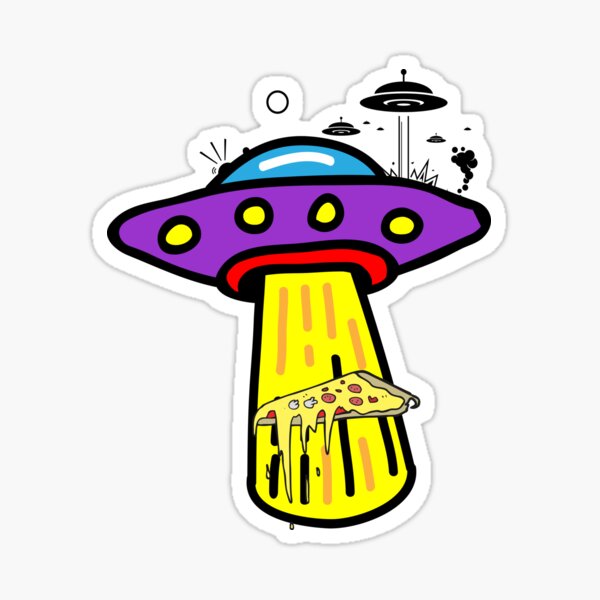 Sticker Alien Essen Pizza Redbubble