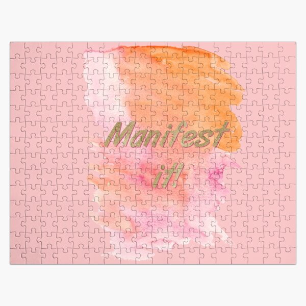 Motivational law of attraction manifestation statement - Manifest it! Gold Typography Jigsaw Puzzle