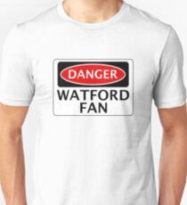 DANGER WATFORD FAN, FOOTBALL FUNNY FAKE SAFETY SIGN Slim Fit T-Shirt