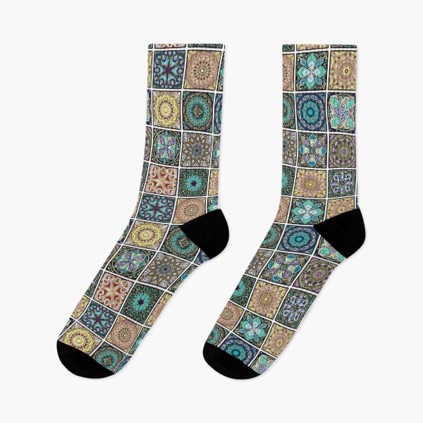 Item preview, Colorful mandala patchwork pattern designed and sold by amekamura.
