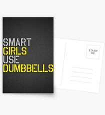 Smart Girls Use Dumbbells (yel/gry) Postcards