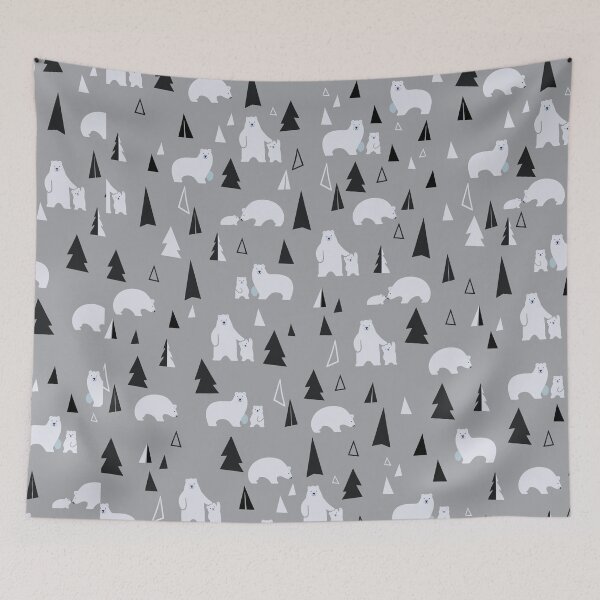 Item preview, Polar Bear Black White Grey Pattern  designed and sold by CarpeDiemLife.