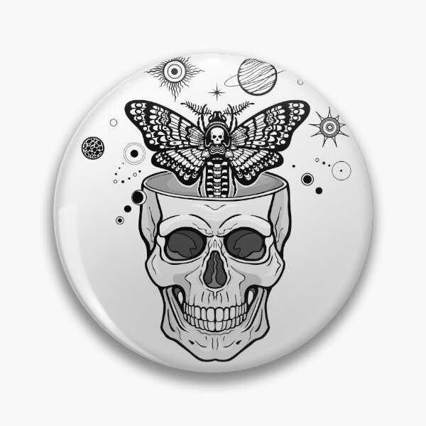 Item preview, Human skull, moth Dead head, cosmic symbols. designed and sold by YanaZvereva.