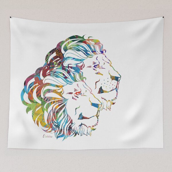 Item preview, Lions pop art deco graphic painting designed and sold by Elobibie.
