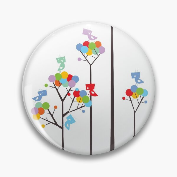 Item preview, Colorful Whimsical Tweet Birds On Dark Branches Of Dotted Trees © fatfatin designed and sold by fatfatin.