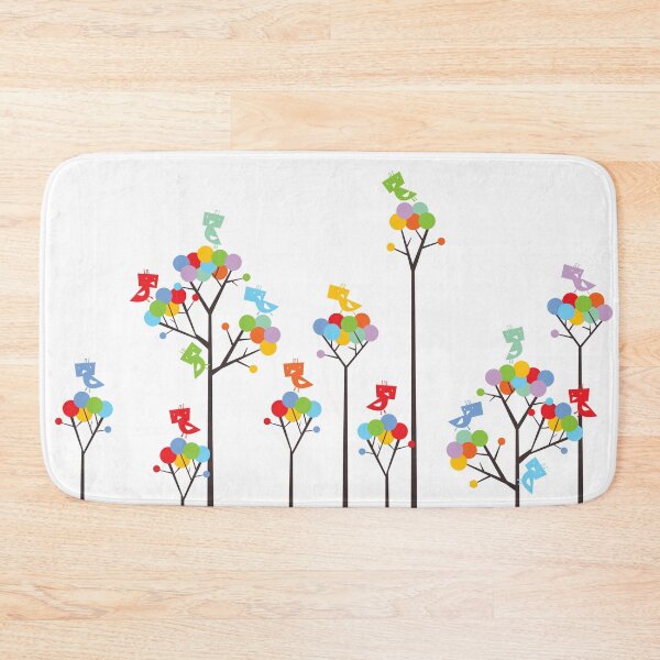 Item preview, Colorful Whimsical Tweet Birds On Dark Branches Of Dotted Trees © fatfatin designed and sold by fatfatin.