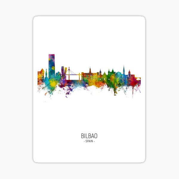 Vista previa del artículo con la obra «Bilbao Spain Skyline», diseñado y vendido por ArtPrints.